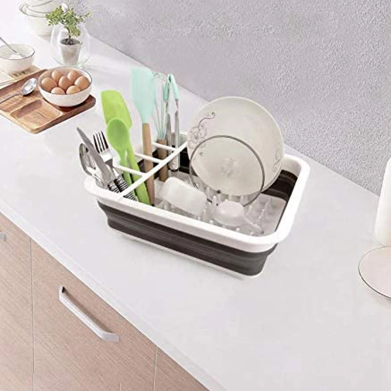 

Кухонная Складная стойка для слива посуды, выдвижная стойка для посуды, полка для посуды, стойка черного и белого цветов