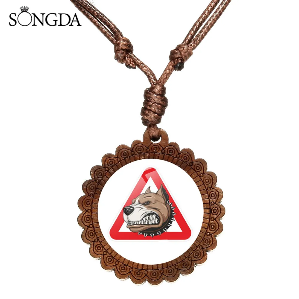 New Triangle Dog And Wolf Story Wood Glass Dome Necklace Pendant Green Hand Rabbit Rope Chain Cabochon Jewelry | Украшения и