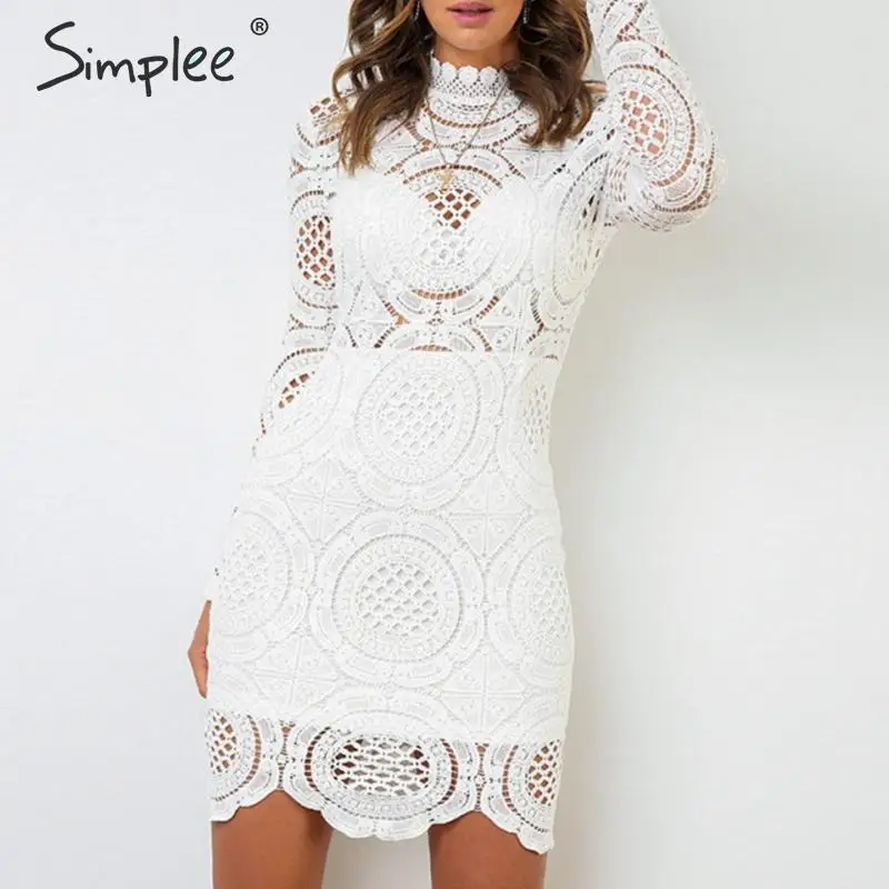 Simplee сексуальное платье с высоким воротником белое открытые вечерние платья