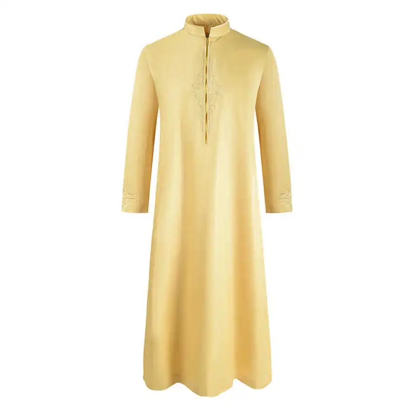 

Ramadan Muslim Abaya Man Solid Color House Robe for Men 2021 New Dubai Turkey Indian Vintage Fashion Loose Islamic Clothing