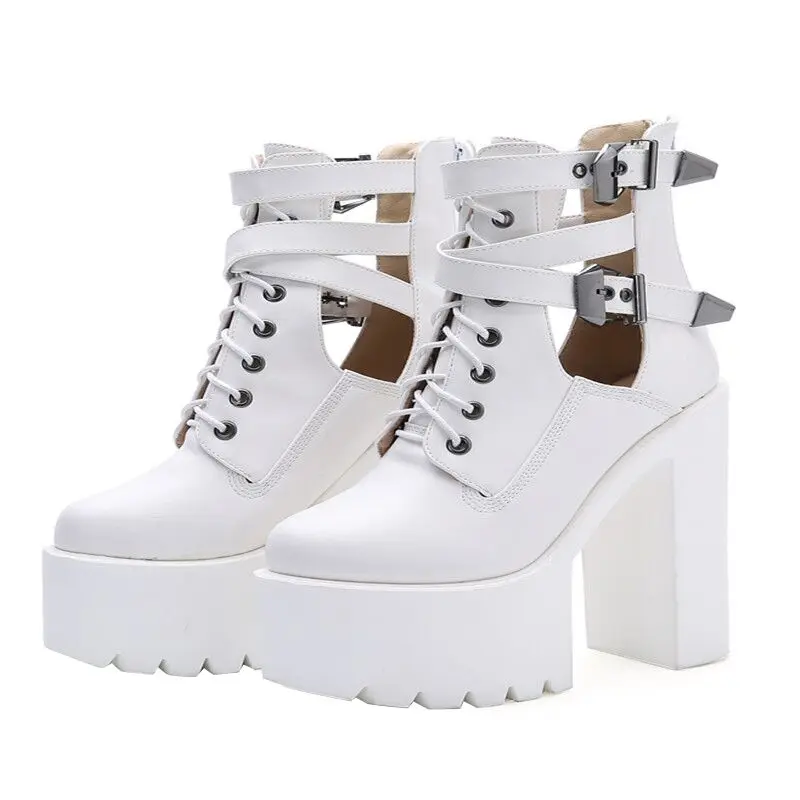 

Thick heel 15cm autumn and winter new women's nude boots Martin boots nightclub sexy super high heels high boots