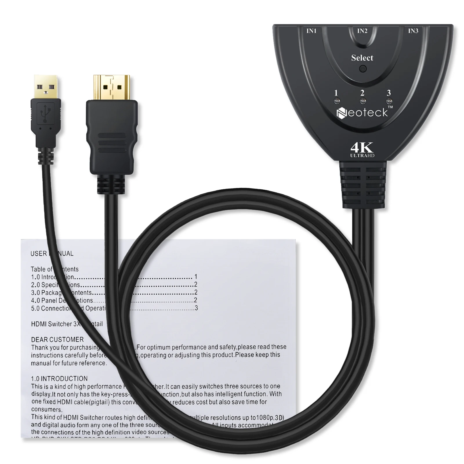 Коммутатор LiNKFOR 3 в 1 2160P 4K порта HDMI 2 5 гбит/с 3D 4 разветвитель адаптер с блоком