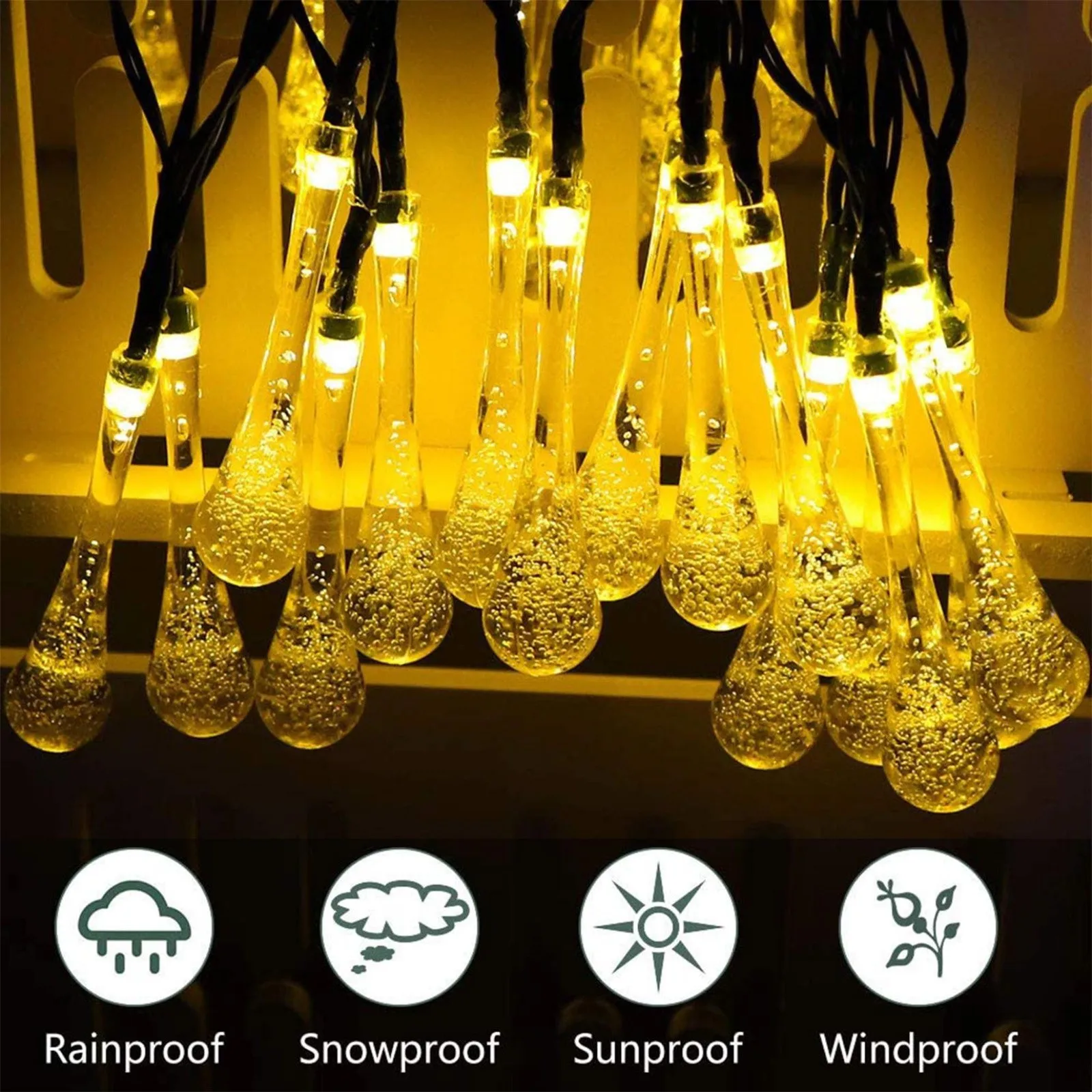 

Solar Light Raindrops 6.5M LED String Lights Fairy Lights Solar Garland Garden Wedding Holidays Christmas Decoration Outdoors