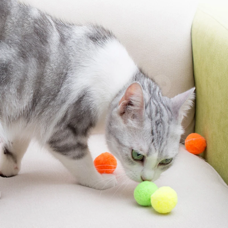 

Elastic plush dog ball creative colorful pet cat toy plush ball colorful candy color teeth cleaning ball funny cat interaction