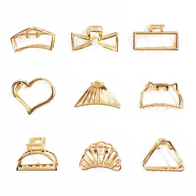 Новые модные женские золотые геометрические Простые полые заколки для волос из