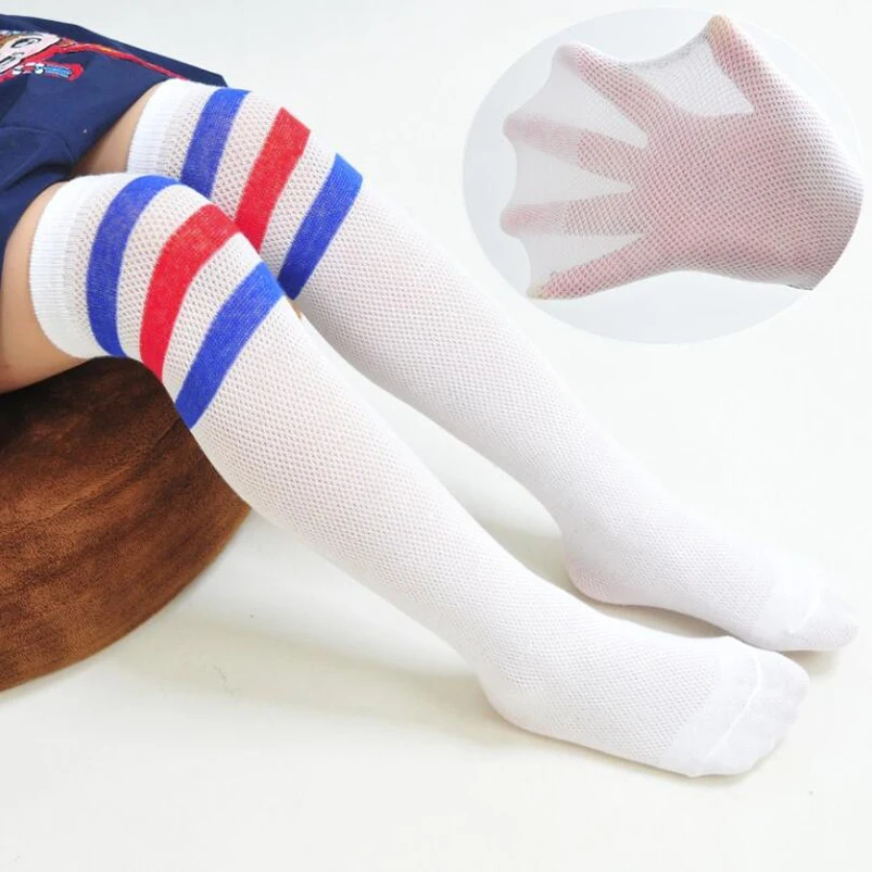 Calcetines suaves y transpirables para ni&ntilde;as, medias de tubo de malla c&oacute;modas hasta la rodilla, medias largas deportivas para ni&ntilde;os-2
