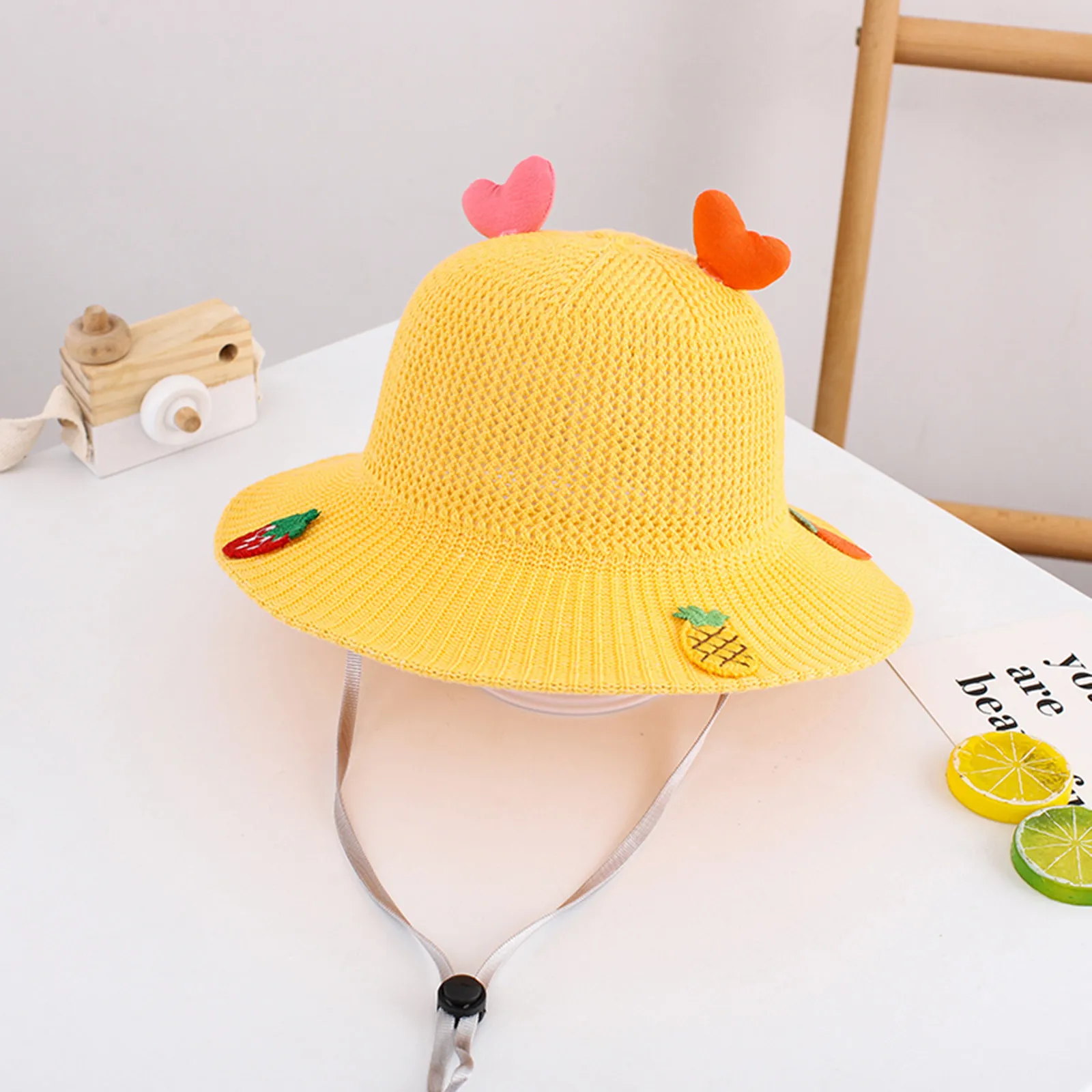 

Summer Fashion Cute Baby Caps Baby Children Fruit Beach Hat Straw Bucket Sunhat Fisherman Cap Chapeau de pcheur pour enfants