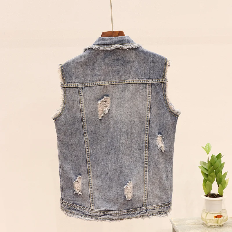 Джинсовый женский жилет 2020 осенняя Новинка корейская мода вышивка бисером цветы