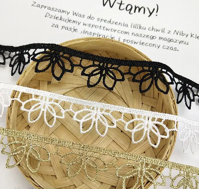 2 Yards Embroidered Gold Motif Guipure Water Soluble Lace Trims DIY Bags Hats Clothes Applique Sewing Supplies 2.2cm Width | Дом и сад