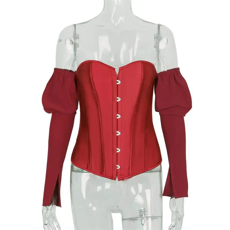 Стимпанк коричневый Пышное Платье с длинным рукавом со стальными косточками