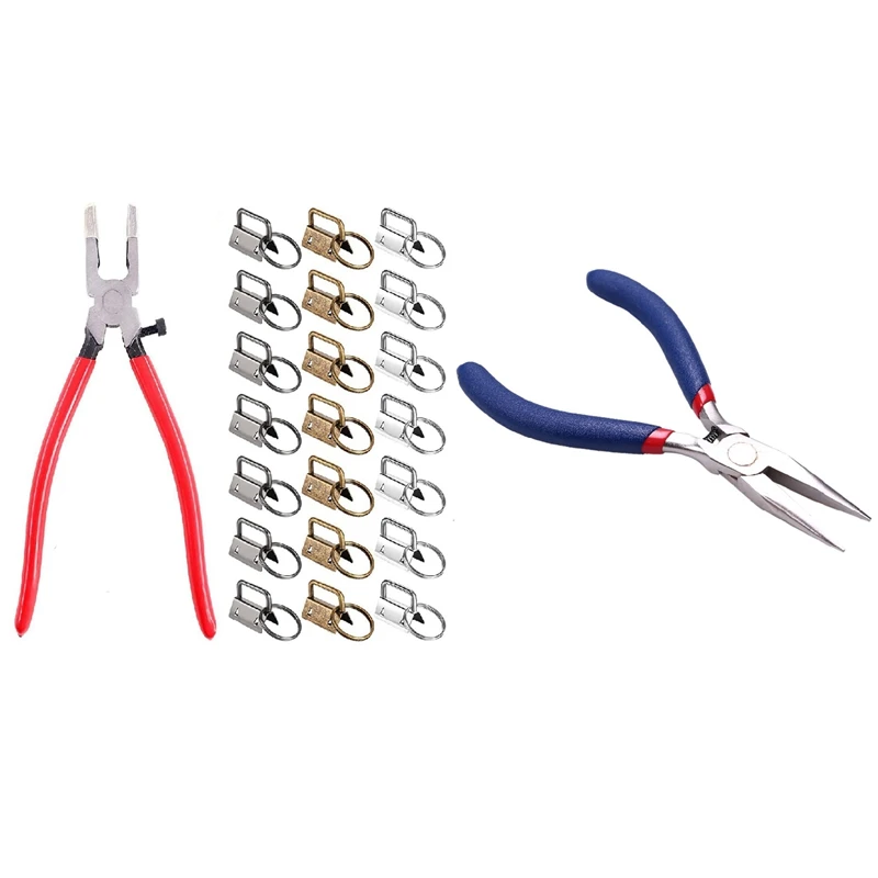 

3 Pcs Set Jewelry Pliers Tool with 40 Pcs of Keychain Hardware Set