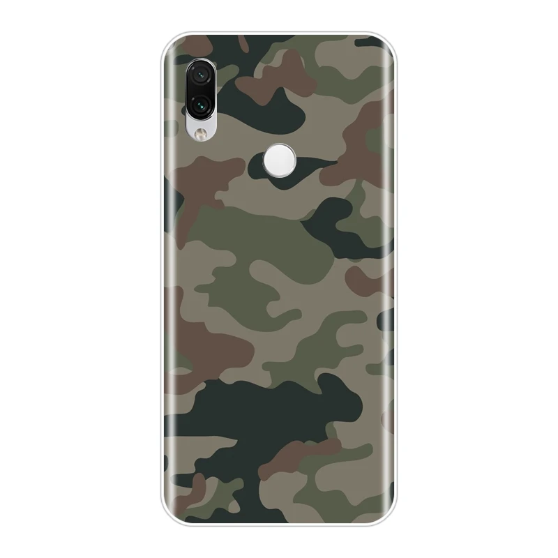 Чехол для Xiaomi Redmi Note 7S 7 PRO силиконовый мягкий Камуфляжный военный чехол-накладка