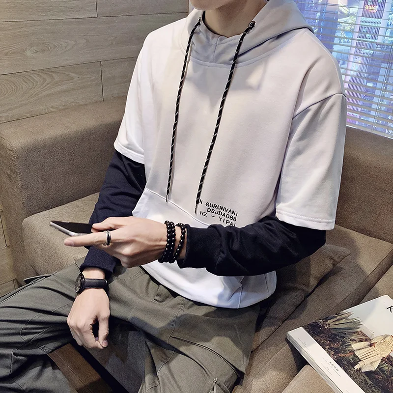 

Dropshipping Streetwear Mens Hoodies Sweatshirts Ribbons Casual Hooded Sweatshirt Men 2021 Spring Pullover Hoodies