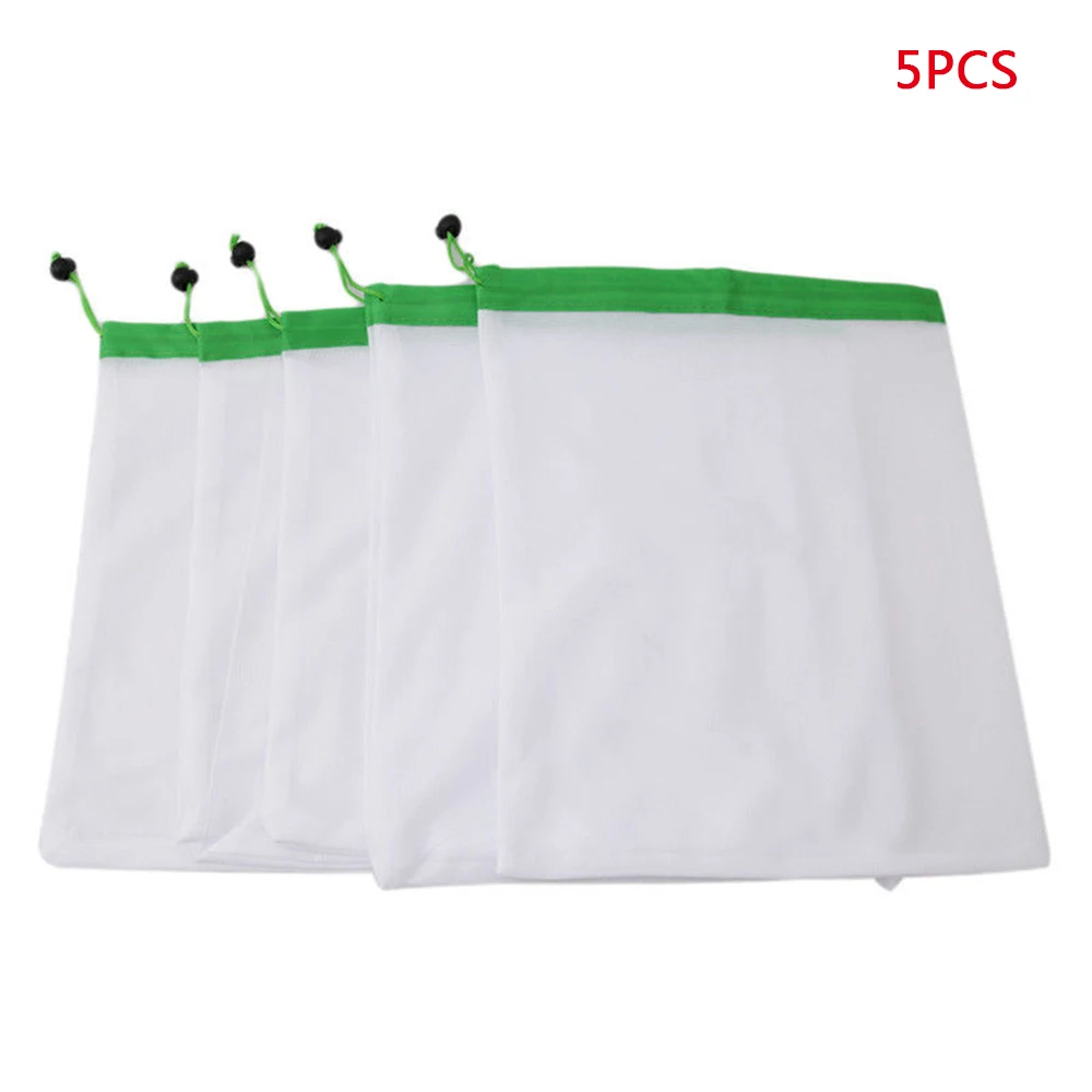 5 упаковок многоразовые сумки Черная веревка сетка для овощей фруктов игрушек