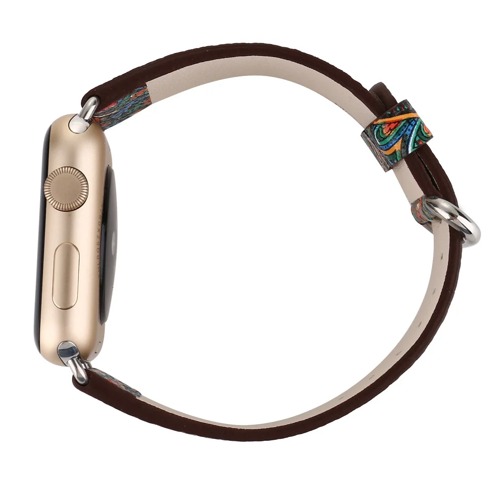 Модный ремешок с цветочным узором для Apple Watch 38 мм 40 42 44 кожаный браслет iWatch Series 2 3 4