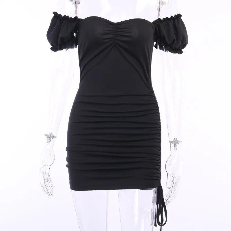 

2020 Vintage Sexy Women Dress Gothic Streetwear Summer Off Shoulder Bodycon Bnadage Female Black Dresses Elegant Dress New