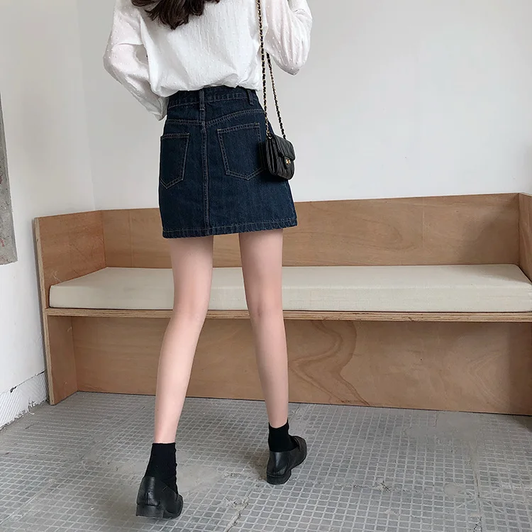 Мини юбка женская джинсовая трапециевидная с завышенной талией модная пикантная