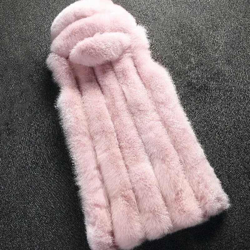 Розовый жилет из искусственного меха зимнее пальто женская меховая куртка с