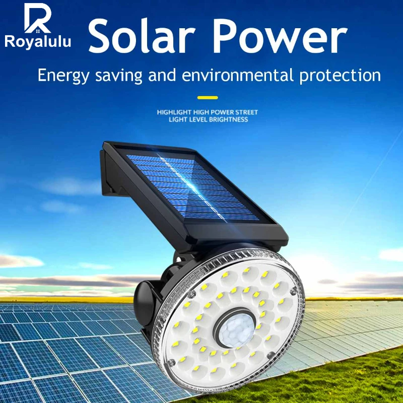 

Светодиодный светильник Royalulu на солнечной батарее с датчиком движения, настенный уличный водонепроницаемый солнечный светильник льник дл...