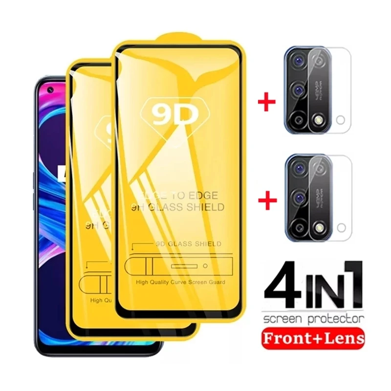 

4-in-1 9D Full Cover Screen Protectors for Realme 8 7 Pro 6 X2 Pro Camera Lens Protective Film for Realme Gt Neo X3 Superzoom C3