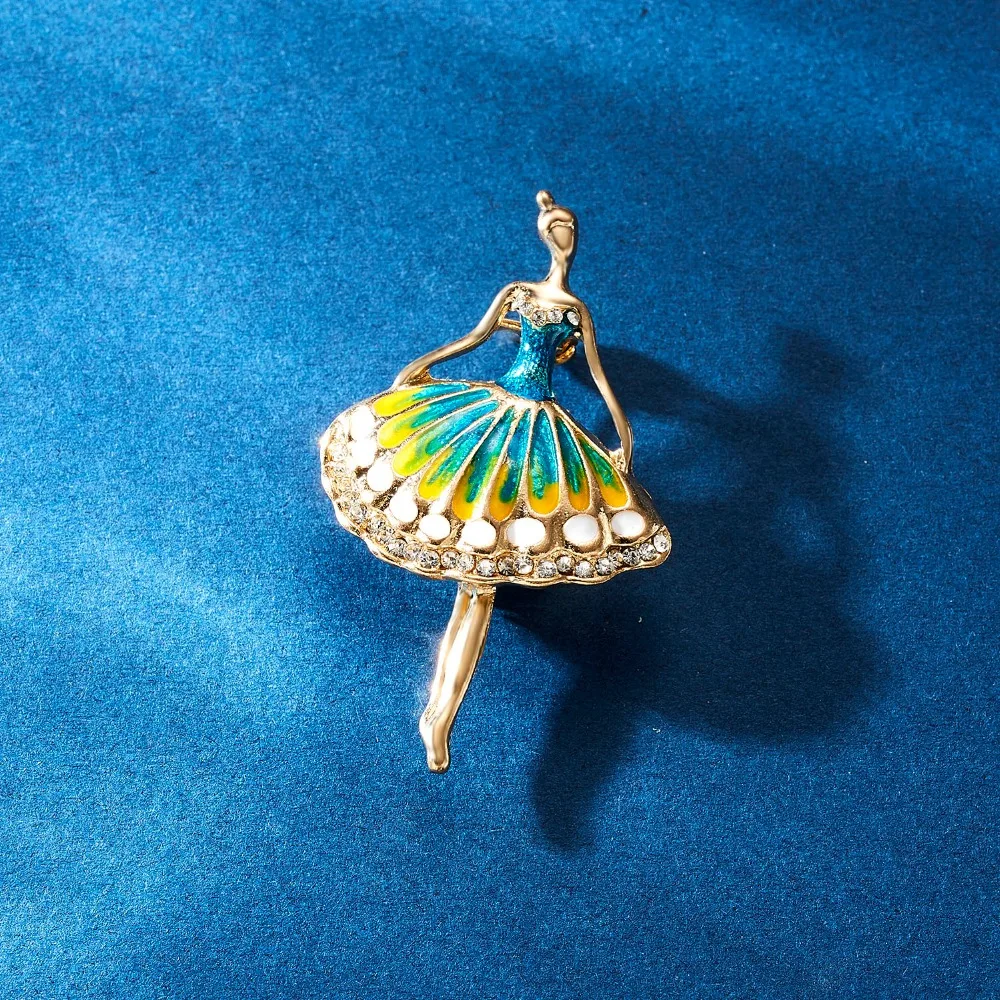 Мода Rhinestone танцы мальчик и девочка чертежное масло фигурка персонажа брошка заколка для женщин Девушка эмаль платье маленькое платье аксессуары