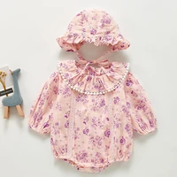 toddler baby girl cotton long sleeve printing romperhat spring autumn baby girls clothes newborn baby girls jumpsuit
