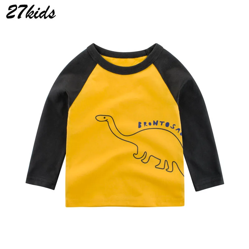 3331 yellow 27 детей г. Летние футболки для девочек, одежда хлопковые детские футболки с длинными рукавами и рисунком динозавра Детские футболки высокого качества для девочек - Цвет: 3331 yellow