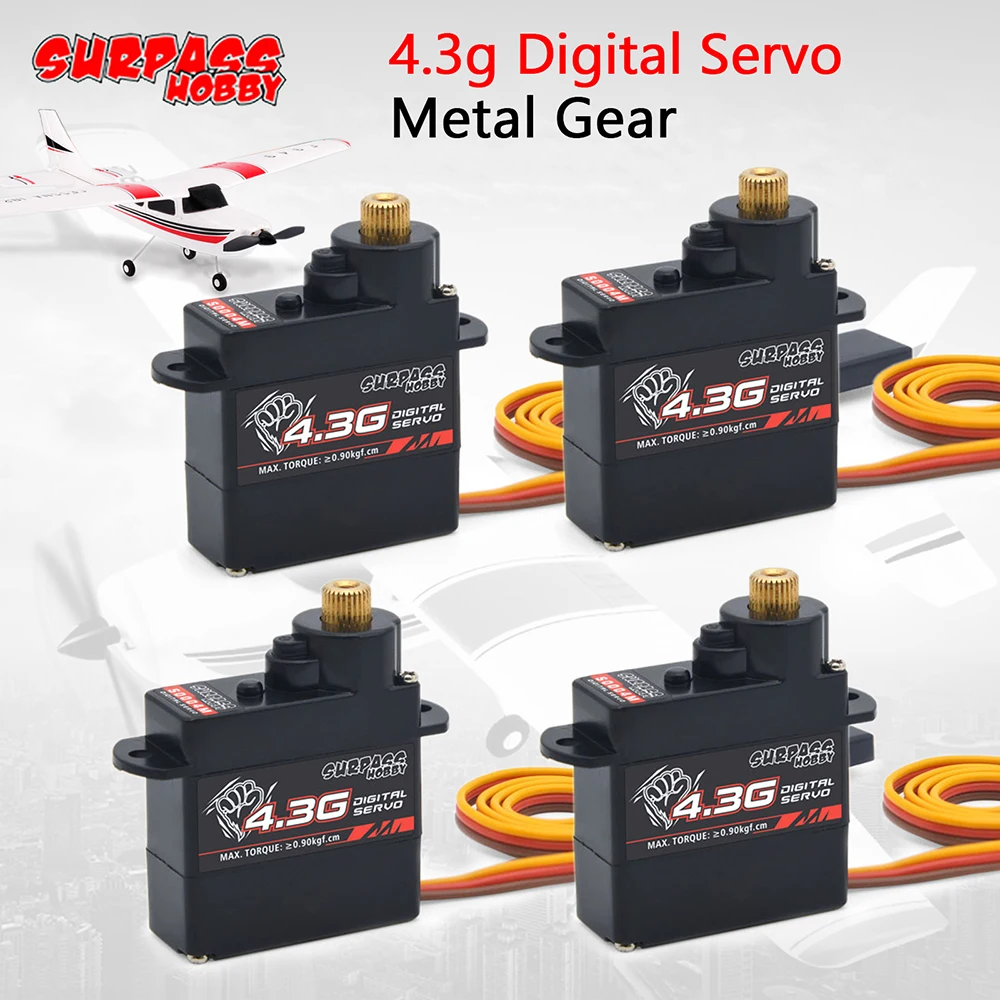 

Hot Sale 4pcs/lot Surpass Hobby Digital Servo 4.3g Micro Metal Gear Servo for RC Airplanes Fixed-wing Helicopter