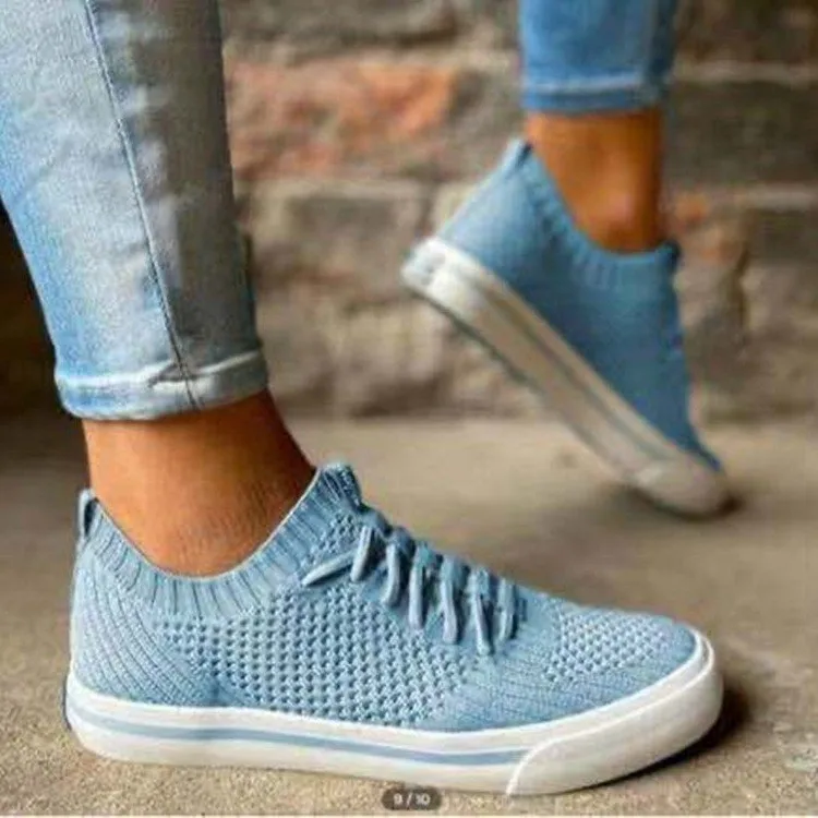 

Women Flats 2021 Size Casual Shoes Women Breathable Mesh Sneakers Socks Women Lace Up Loafers Zapatillas Mujer
