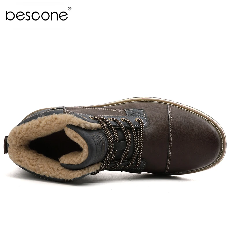 BESCONE/мужские ботильоны с плюшем теплые водонепроницаемые уличные Нескользящие