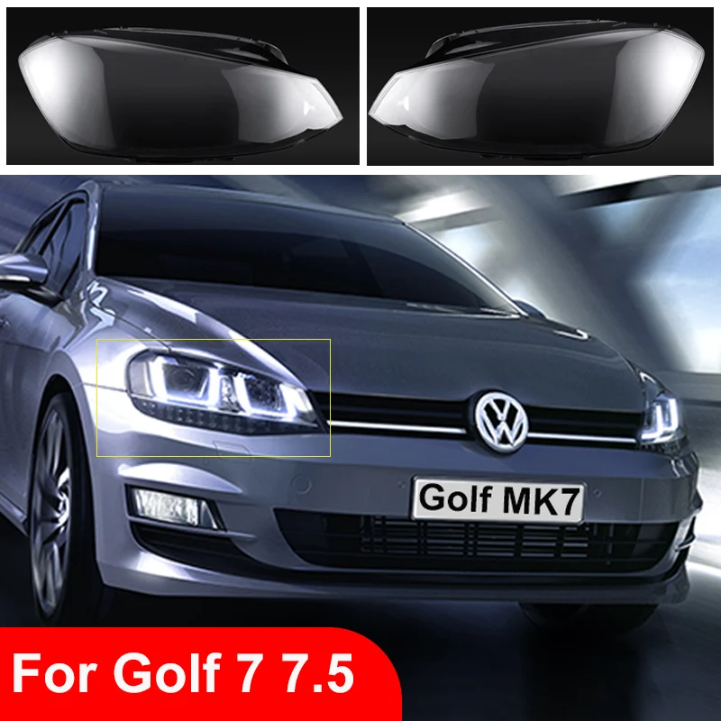 

2Pcs Headlight Clear Lens Lampshade Cover Case For VW Volkswagen Golf 7 MK7 7.5 2014-2020 Headlamp Shell Lenses Car Accessories