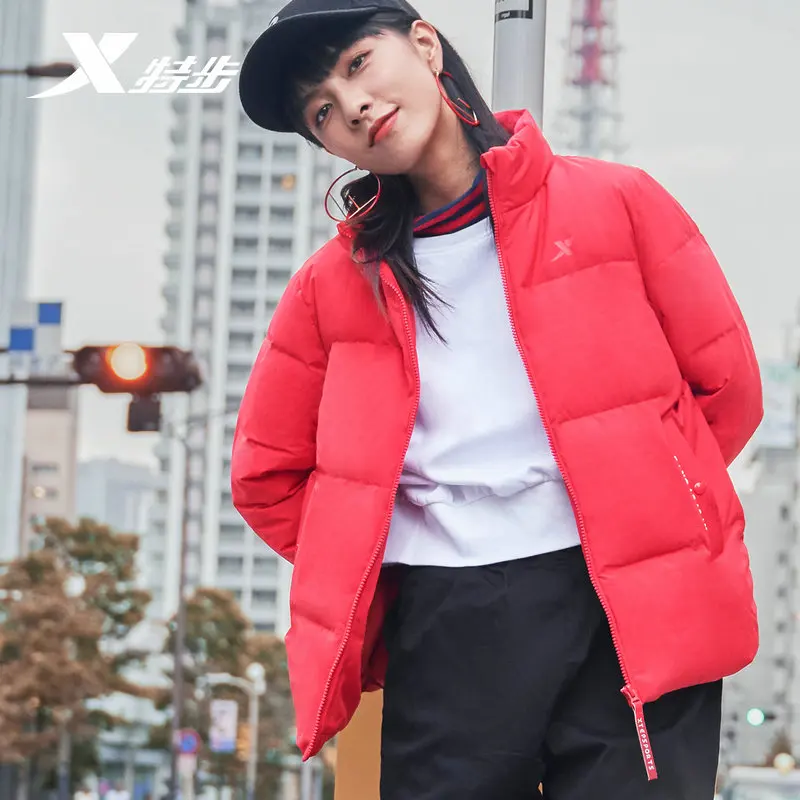 Xtep женский однотонный пуховик на весну и зиму женская модная теплая