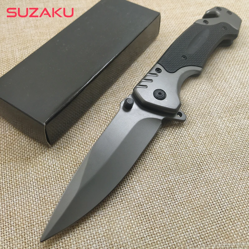 

9'' Damascus tactical folding knife Gray Folding Knife 7CR17Mov G10 Blade Tactical Camping Survival Combat Pocket Knives Tools