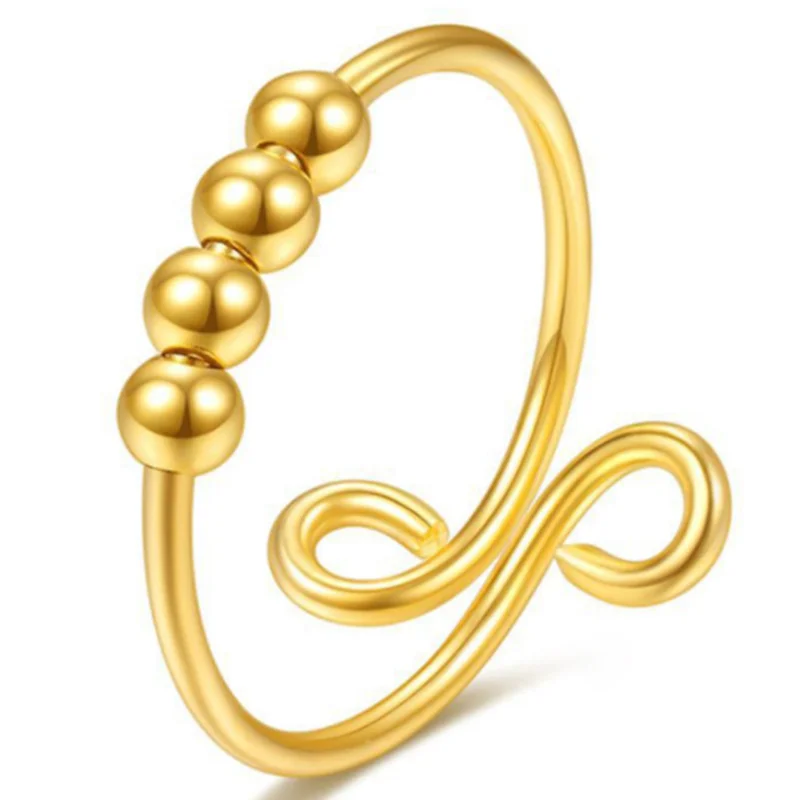 2021 модное позолоченное кольцо для тревоги 18K вращающееся медное женщин - купить