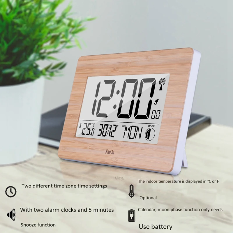 Цифровые настенные часы с ЖК большим количеством времени температурный