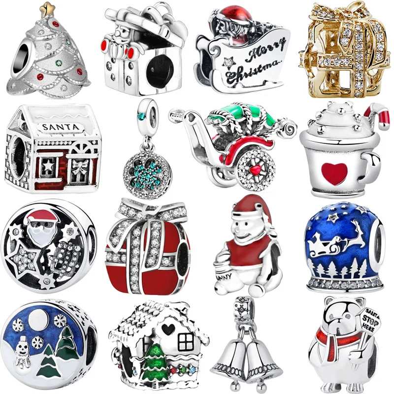 Подарок на Рождество серебро 925 пробы подвеска с бусинами браслеты цепочки