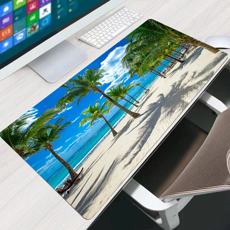 

Coconut tree beach Gaming Mouse Pad Large Mousepad Gamer Accessories XXL Anti-slip Natural Rubber PC Computer Keyboard Desk Mat