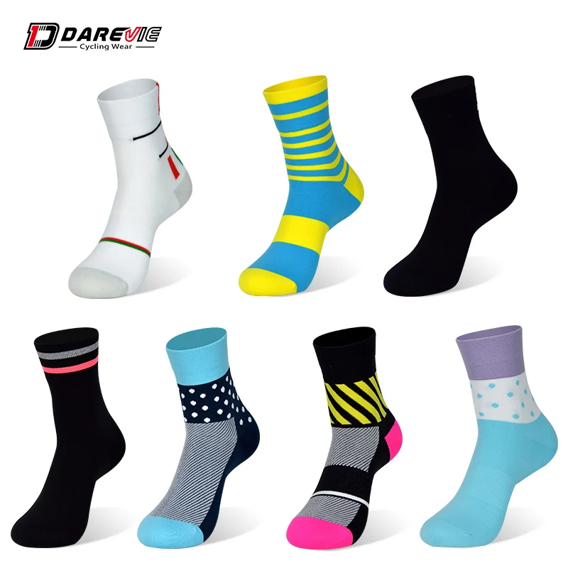 Darevie cycling socks soft sports socks breathable socks elastic biking socks anti-bacterial reflective bicycle cocks MTB road