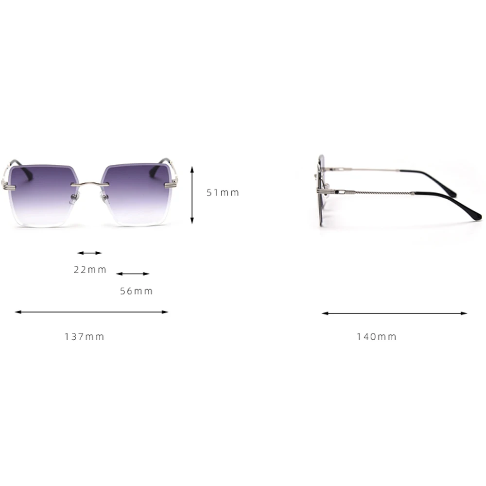 

Kachawoo frameless square sunglasses women fashion brown black green rimless eyeglasses ladies sun shade Spring gifts uv400