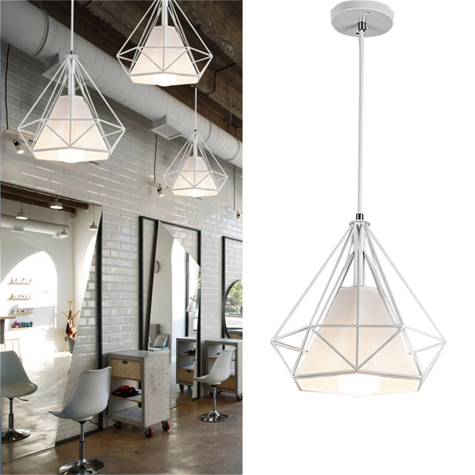 

Manila Rope Twined Diamond E27 Lightshade Retro Ceiling Chandelier Decorative Hanging Light for Home Shop Restaurant Decoration