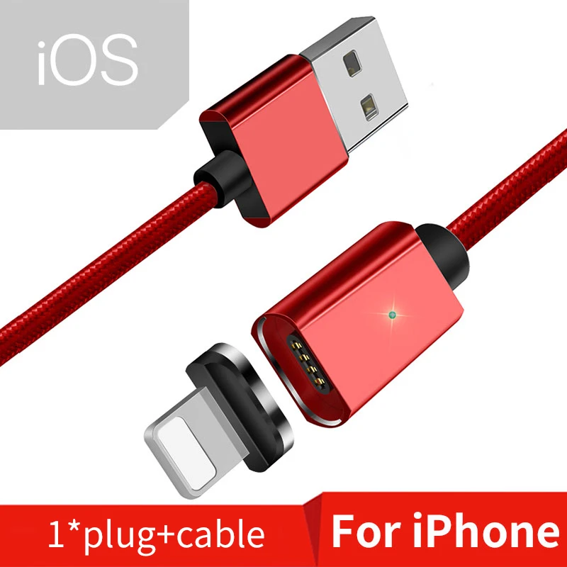 Essager 1/2/3 м Магнитная Micro USB кабель для передачи данных для iPhone Android Тип-Док-станция с usb зарядка магнит Зарядное устройство адаптер Тип USB c телефонных кабелей - Цвет: Red iOS Cable