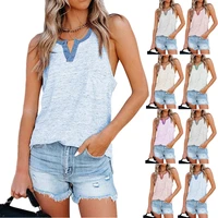 summer new v neck vest sleeveless loose casual printedpocket tank top office lady t shirt simple blouse sizes 5xl