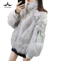 leiouna casual loose faux mink furs fur belt coat for female parka 2020 fashion women furry short fourrure femme rabbit overcoat