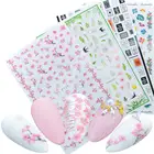 1 лист красивый цветки сакуры, японской вишни цветок рисунки бабочек наклейки для дизайна ногтей украшения DIY Советы