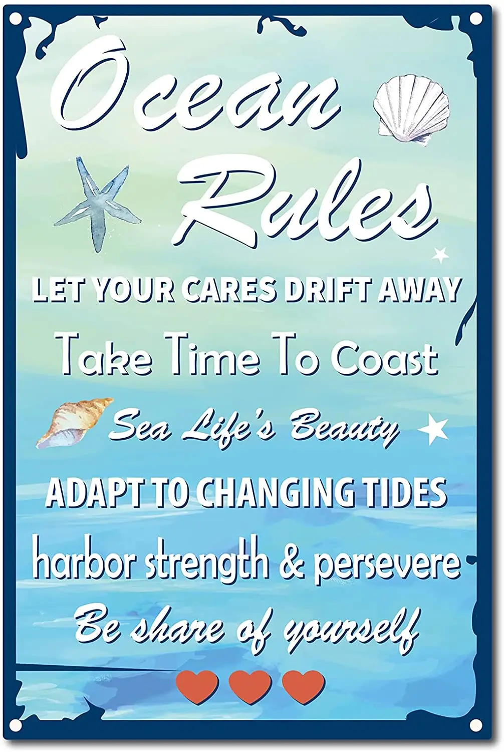 

Metal Plaque Ocean Rules Let Your Cares Drift Away Tin Sign Swimming Pool Beach Wall Decoration Plaque Metal Plate 12*8 Inches