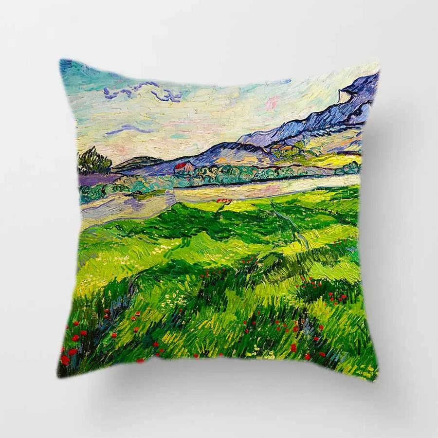 Наволочка для подушки с изображением Ван Гога персиковая кожа масляная живопись