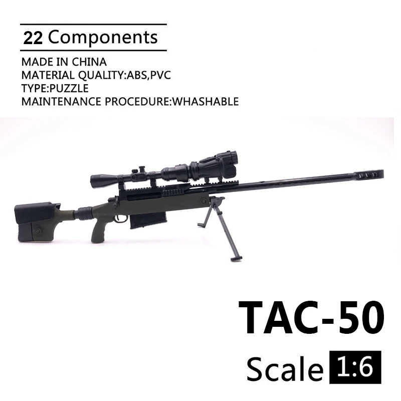 

1:6 Scale TAC-50 Long Range Sniper Weapon 4D Gun Model Plastic Military Model Accessories for 12" Action Figure Dolls Display
