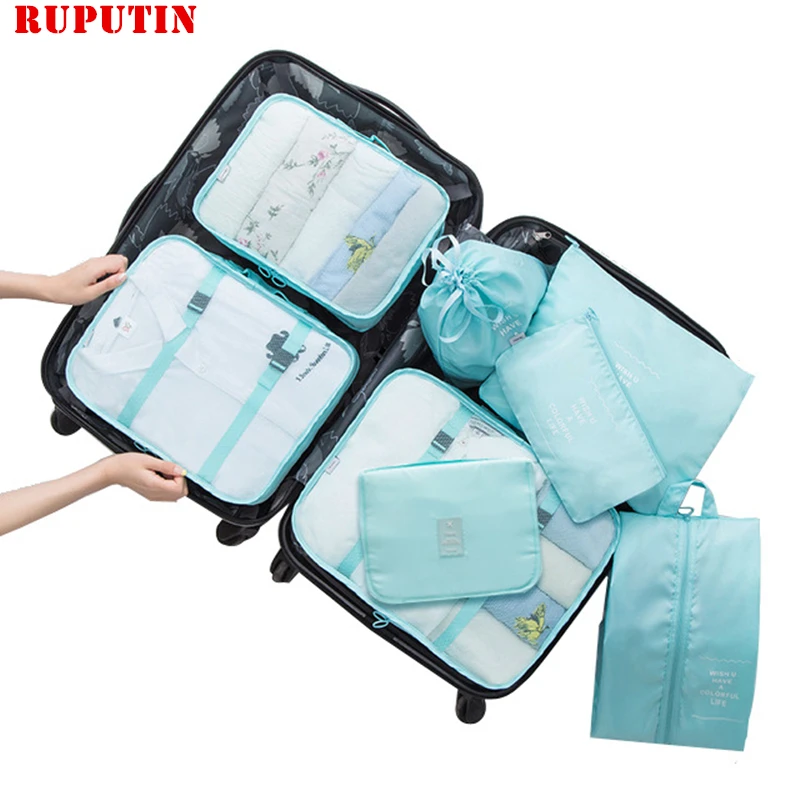 

8-piece Set Travel Organizer Storage Bags Suitcase Packing Clothes Shoes Storage Cases Portable Cosmetic Bag Luggage Tidy Pouch