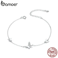 bamoer sterling silver 925 lobster clasp chain bracelet for women flying butterfly popular ootd silver jewelry femal gift scb197