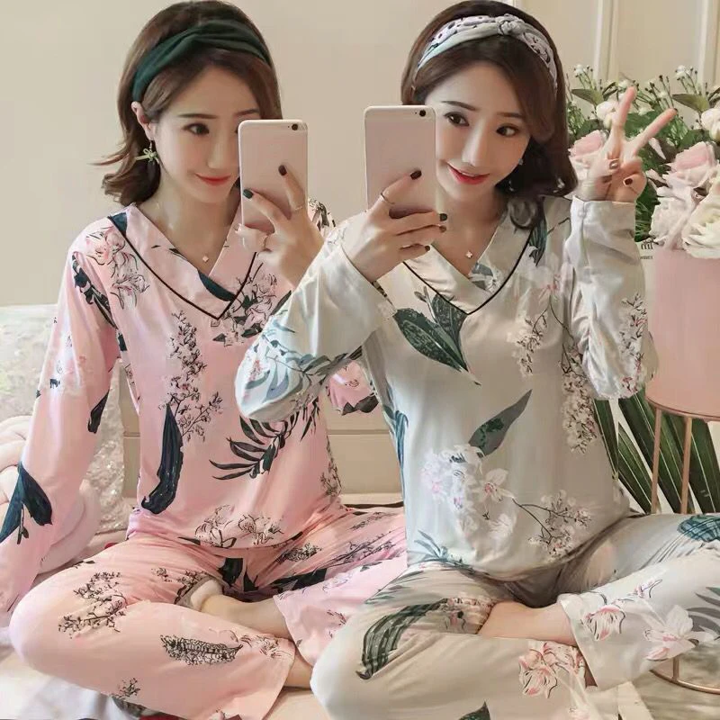 

2021 ночная рубашка для грудного вскармливания, топы, штаны, одежда для сна, пижама для беременных и кормящих матерей, комплект с длинным рукав...